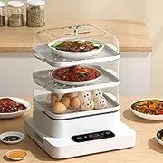 Electric Food Steamer, 18L Large Capacity, With 3-Layer Steamer, 24H Reservation and Smart Timer, Quick Simultaneous Cooking for Veggies, Meats, Grains, Seafood, 800W