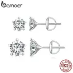 BAMOER 純銀 925 純銀 0.5 和 1 克拉莫桑石耳環時尚首飾結婚禮物 MSE024