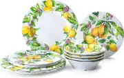 Unbreakable Melamine 12 Pc Lemon Dinnerware Set 1ndoor/Outdoor Use Plates,Bowls