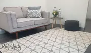 Civic Ivory Geometric Triangle Hand Woven Wool Rug