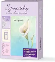 Designer Greetings Assorted Sympathy Cards, Assortment of Floral Designs (12 Foiled and Embossed Greeting Cards)