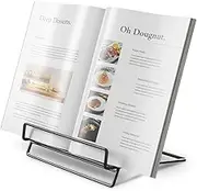 Book Stand Foldable Cookbook Stands Holders for Kitchen Counter,Portable Book Holder Stand for Reading Hands Free（Black）