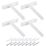 4Pcs 4 Inch Wall Mounting Floating Shelf Bracket Blind Shelf Support, White