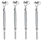 4 Pc Stainless Steel T316 3/16" Cable Jaw And Swage Stud Turnbuckle 5/16" Thread
