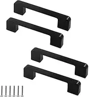 200mm Black Handle Pull Solid Aluminum Alloy Drawer Wardrobe Handle Pull Kitchen Cabinet Handle Cupboard Knobs (4 Pieces)