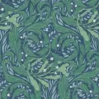 Vale Leaf Wallpaper 221501 Metallic Leafy Trail Light Texture Green/Blue Muriva