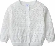 [NewL] Girls Kids Cut-Out Cotton Cardigan Sweaters Cotton Crew Knit Neck Long Sleeve Uniform