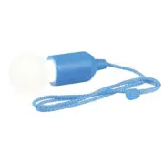 Hanging LED Light Camping Bulb w/ Pull Cord 3xAAA Blue 30 Lumens Pull On/Off