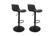 Chotto Set of 2 Eri Adjustable Swivel Bar Stools with Padded Seat - Black
