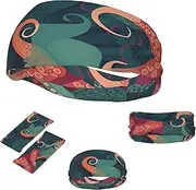 FJWSLCH Abstract Octopus Headbands for Women Men Non Slip Workout Sweatbands Adjustable Sports Hair Bands Elastic Head Bands Moisture Wicking Hairband for Running, Cycling, Yoga, Spa