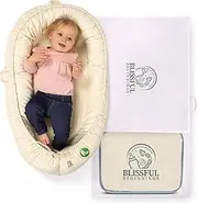 Blissful Beginnings Organic Baby Lounger with Travel Bag- Adjustable Lounger for 12-24 Months Babies - Breathable & Portable Infant Lounger Pillow, Newborn Essentials Baby Nest Lounger