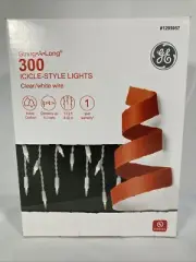 GE String-A-Long 300 Clear Icicle Style Christmas Lights White Wire Brand New