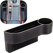 Car Seat Gap Filler Organizer Between Front seat car Organizer and Storage Box, Auto Premium PU Leather Console with Cup Holder, Car Pocket for Interior Essentials (for Passenger Side)