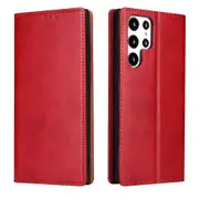 For Samsung Galaxy S22 Ultra Case Leather Flip Wallet Folio Cover Red