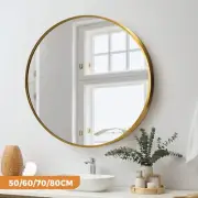 Oikiture Wall Mirrors Round Makeup Mirror Home Decro Gold 50/60/70/80