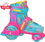 Kids Adjustable Roller Skates Beginner Fun Roll Toddler Boys Girls Skating Shoes