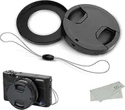 JJC 52mm Metal Filter Adapter for Sony RX100VA RX100V RX100IV RX100III RX100II RX100, with Lens Cap, Cap Keeper and Cleaning Cloth