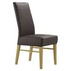 DARI LEATHER DINING CHAIR BROWN/WHEAT SOLID TASMANIAN OAK TIMBER