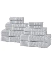 Superior Juno Medium Weight Checkered Border 12pc Towel Set