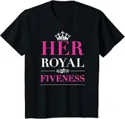 [X.Style] Kids 5th Birthday Her Royal Fiveness T Shirt 5 yrs Old Girl ds781 T-Shirt (S) Black