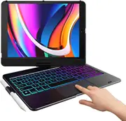 Typecase Touch Ipad 9Th Generation Case with Keyboard (10.2", 2021), Multi-Touch Trackpad, 10 Color Backlight, 360° Rotatable, Thin & Light for 8Th Gen (2020), 7Th Gen (2019), Air 3, Pro 10.5 (Black)