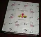 NIP CYNTHIA ROWLEY FLAMINGO QUEEN SHEET SET CHRISTMAS PINK ON WHITE SANTA HAT