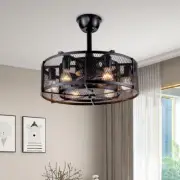6 Lights Industrial Bladeless Chandelier Remote Reversible Ceiling Fan 6 Speeds