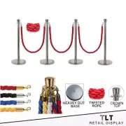 SILVER Queue Barriers + Ropes Crowd Control Bollards Stands