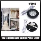 New 4 / 6x 3W LED Recessed Ceiling Panel Light Round Downlight Cabinet Flat Lamp