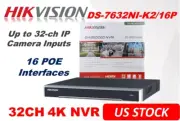 Hikvision DS-7632NI-K2/16P 32 Channel 4K 8MP NVR w/16 POE H.265 W/4TB HDD