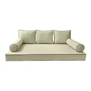 *COVER ONLY*-S3 Outdoor Daybed Mattress Bolster Pillow Contrast Trim Full AD005
