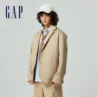 在飛比找蝦皮商城優惠-Gap 男裝 Logo翻領西裝外套-卡其色(877545)