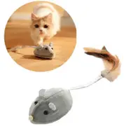 Electric Mouse Toy Cat Toy Simulation Mice with Feather Tail Interactive Pet Toy, Gray