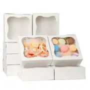 50PCS Gift Box 7×7×2.5Inch，Cupcake Boxes，Cake Boxes，Cookie Boxes with Window，...