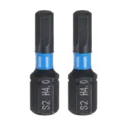 2pcs H4.0 Magnetic Hex Screwdriver Bit 1/4" Hex Shank 25mm Length Industrial Bit