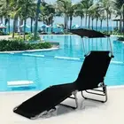 Outdoor Sun Lounger Bed Reclining Deck Camping Beach Chair Folding w/Canopy Pool