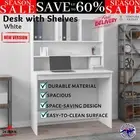 Wooden Office Desk Work Computer Laptop Craft Study Student Shelf Table White