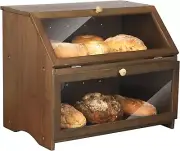 Large Capacity Bamboo Bread Box with Easy Assembly and Freshness Features