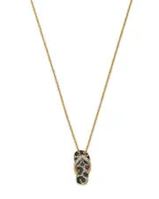 Bloomingdale's Fine Collection White, Brown & Black Diamond Animal Print Flip Flop Pendant Necklace in 14K Yellow Gold, 0.32 tcw