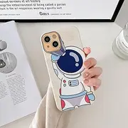 Yonds Queen for iPhone 15 Cute Case, Cool Cartoon Astronaut Space Design Stylish Bumper Women Girls Protective Anti-Slip Shockproof Fashion Creative Case (White Telescope, iPhone 15)