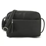 Lightweight Shoulder Purse Top Zipper Tassel Accent Small Triple Zip Cross Body Bag Handbag - Black