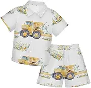 [Caihoyu] Baby-boys Toddler Short Sleeve Button Down Shirt & Shorts Set Casual Toddler Boy Outfits Summer Outfit