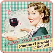 Cook With Wine Coaster Set of 4 Nostalgic Art