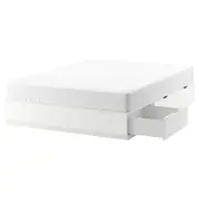 NORDLI bed frame with storage and mattress, white/Valevåg extra firm, Queen