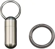 Keychain Pill Holder, Waterproof Pill Box Organiser with Keyring or Carabiner Clip, Portable Pill Container for Travel Pocket Purse, Small EDC Pill Case for Outdoor/Daily/Emergency (Stainless Steel with Carabiner Clip)