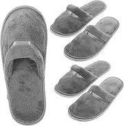 HONMEET 2Pairs Thick Coral Fleece Slippers Non Slip Closed Toe Design Comfortable Household Hotel Footwear for Men Women Lightweight Breathable for Travel Spa Home Use