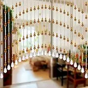 Osunnus Crystal Glass Beaded Curtain for Doorway Hanging Door Beads Curtain Arched Beaded Valance Crystal Hippie Decor for Door Entrance Window Closet, 25 Strings Amber