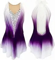 [Zagitova] Figure Skating Dress for Girls Sleeveless Gradient Ballet Dance Dresses Rhinestones Competition Costume