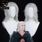 Final Fantasy XIV FF14 Emet-Selch Cosplay White Wig Hair Halloween Accessories