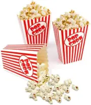 Zahaat 50 Mini Popcorn Boxes 5.5 Inches Tall Red and White Popcorn Bags Mini Pop